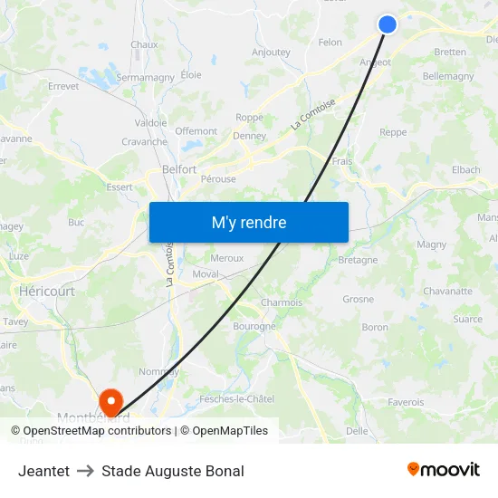 Jeantet to Stade Auguste Bonal map