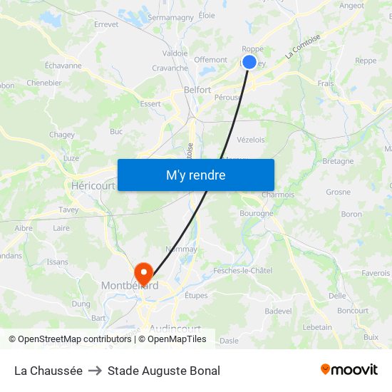 La Chaussée to Stade Auguste Bonal map