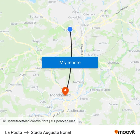 La Poste to Stade Auguste Bonal map