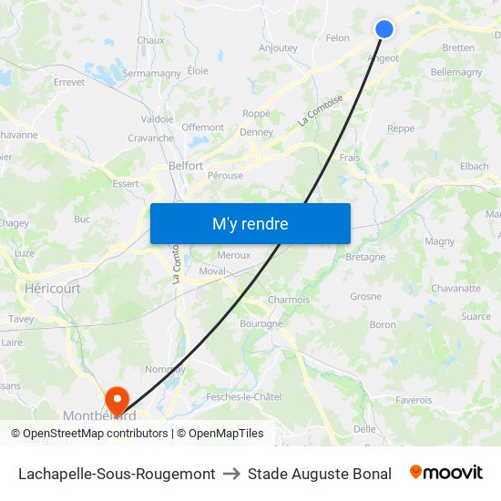 Lachapelle-Sous-Rougemont to Stade Auguste Bonal map