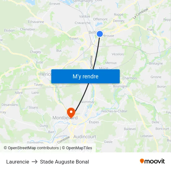 Laurencie to Stade Auguste Bonal map