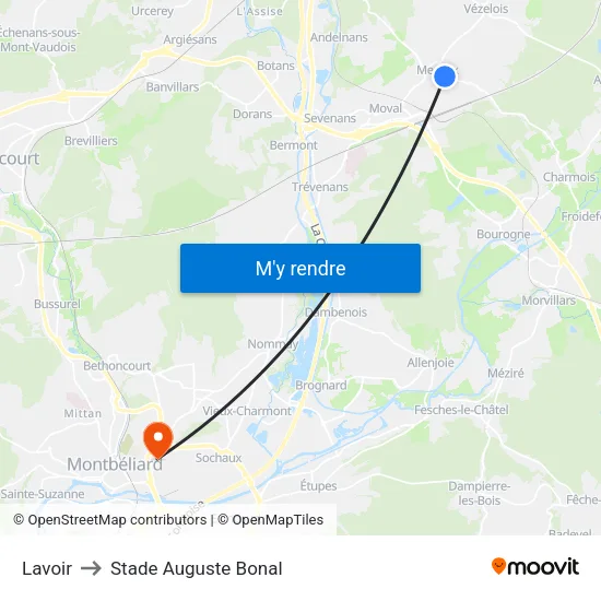 Lavoir to Stade Auguste Bonal map