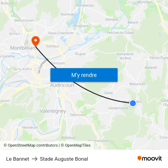 Le Bannet to Stade Auguste Bonal map