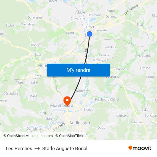 Les Perches to Stade Auguste Bonal map