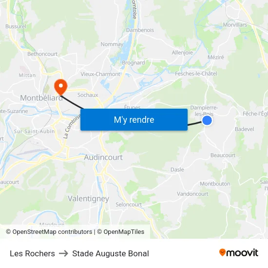 Les Rochers to Stade Auguste Bonal map