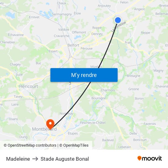 Madeleine to Stade Auguste Bonal map