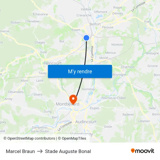 Marcel Braun to Stade Auguste Bonal map