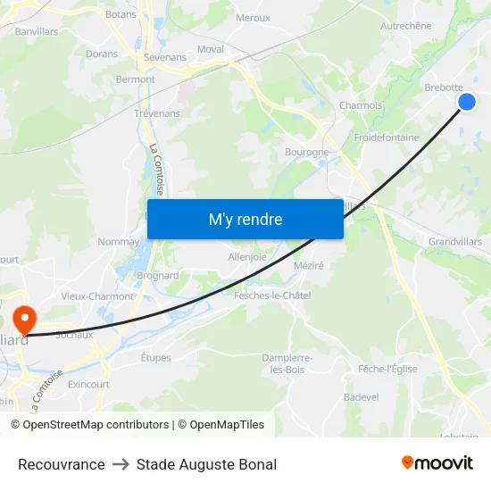 Recouvrance to Stade Auguste Bonal map