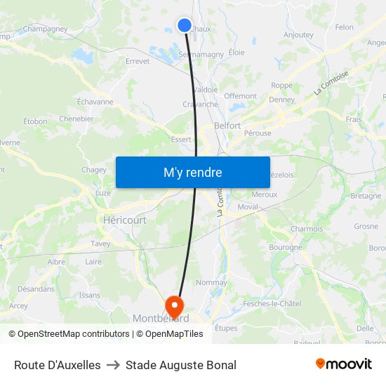 Route D'Auxelles to Stade Auguste Bonal map