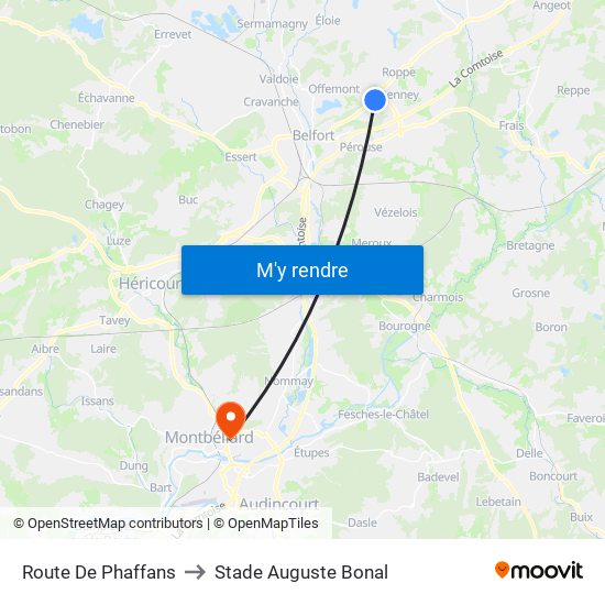 Route De Phaffans to Stade Auguste Bonal map