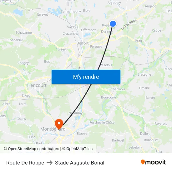Route De Roppe to Stade Auguste Bonal map