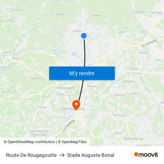 Route De Rougegoutte to Stade Auguste Bonal map