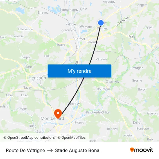 Route De Vétrigne to Stade Auguste Bonal map