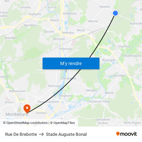 Rue De Brebotte to Stade Auguste Bonal map