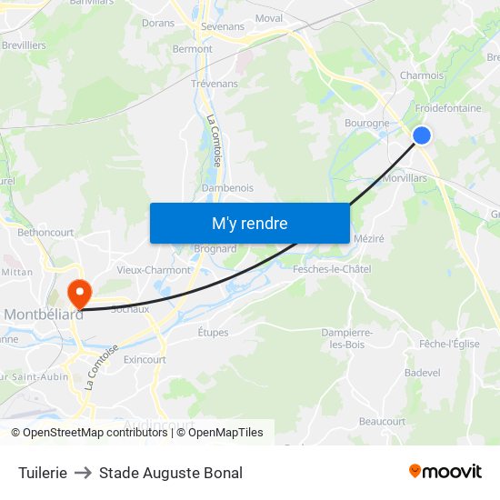 Tuilerie to Stade Auguste Bonal map