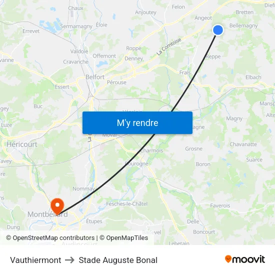 Vauthiermont to Stade Auguste Bonal map
