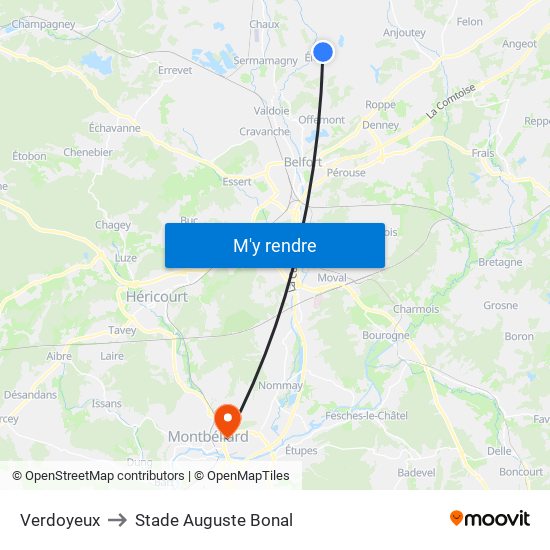 Verdoyeux to Stade Auguste Bonal map