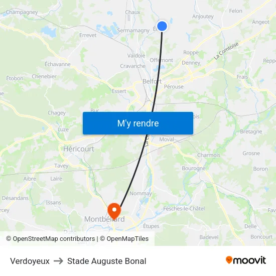 Verdoyeux to Stade Auguste Bonal map