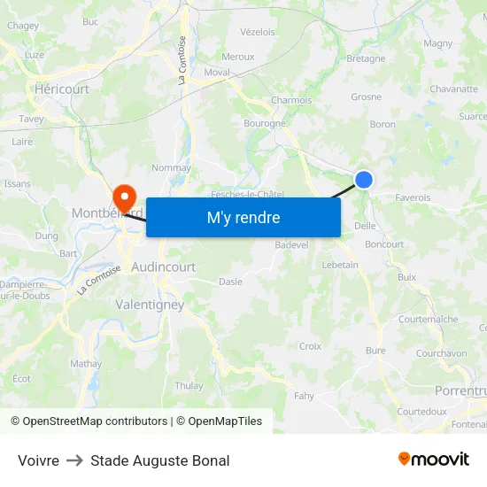 Voivre to Stade Auguste Bonal map