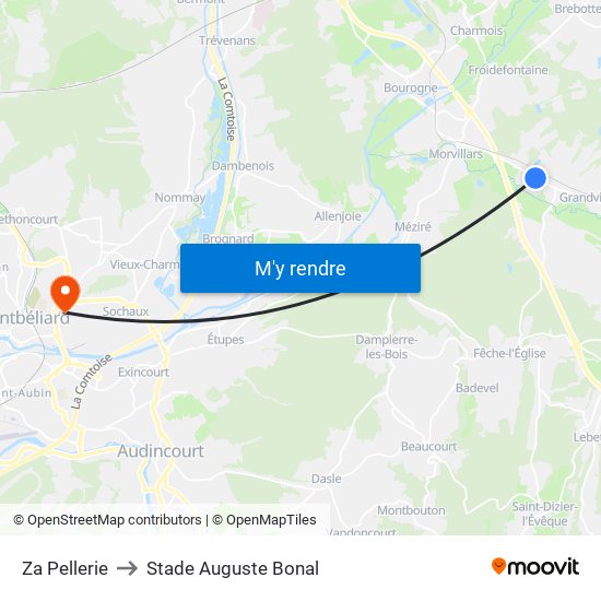 Za Pellerie to Stade Auguste Bonal map
