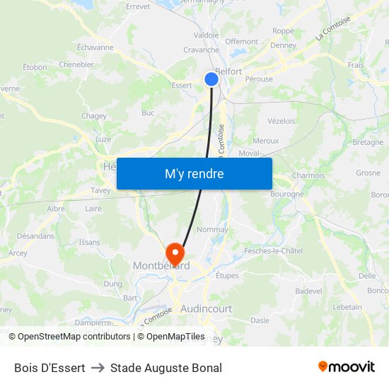 Bois D'Essert to Stade Auguste Bonal map