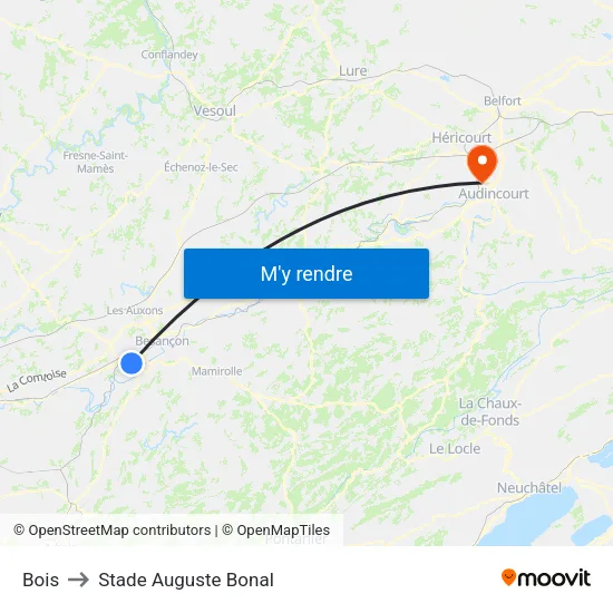 Bois to Stade Auguste Bonal map