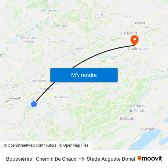 Boussières - Chemin De Chaux to Stade Auguste Bonal map