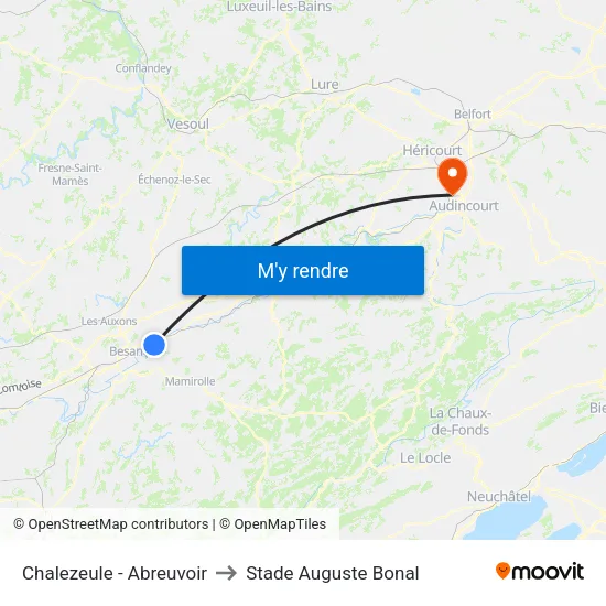 Chalezeule - Abreuvoir to Stade Auguste Bonal map