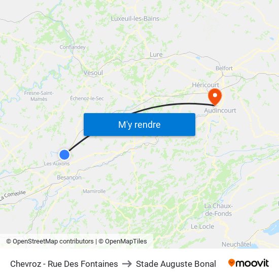 Chevroz - Rue Des Fontaines to Stade Auguste Bonal map