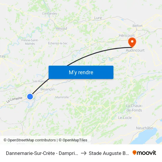 Dannemarie-Sur-Crète - Damprichard to Stade Auguste Bonal map