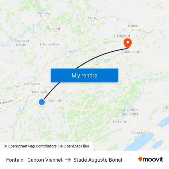 Fontain - Canton Viennet to Stade Auguste Bonal map