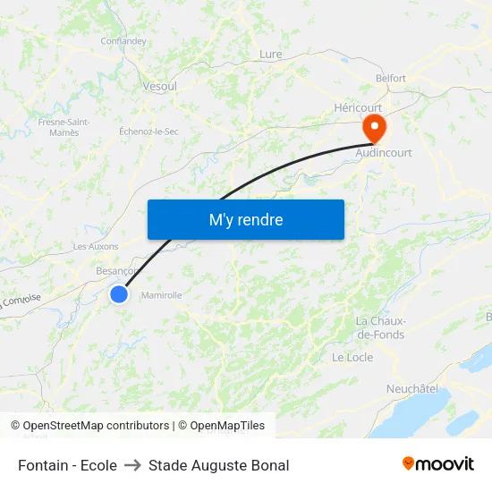 Fontain - Ecole to Stade Auguste Bonal map