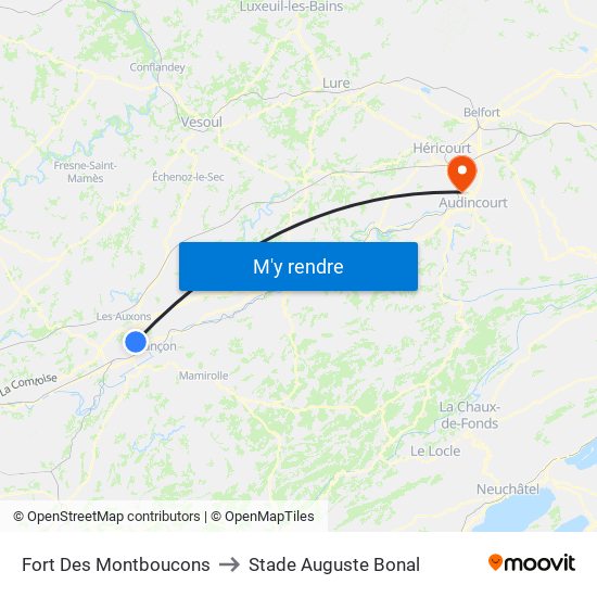 Fort Des Montboucons to Stade Auguste Bonal map