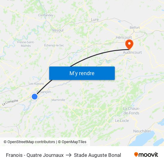Franois - Quatre Journaux to Stade Auguste Bonal map