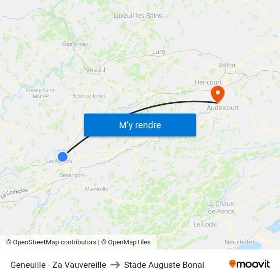 Geneuille - Za Vauvereille to Stade Auguste Bonal map