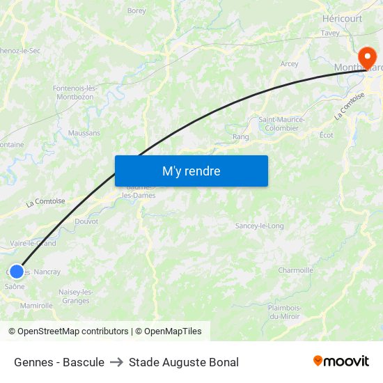 Gennes - Bascule to Stade Auguste Bonal map