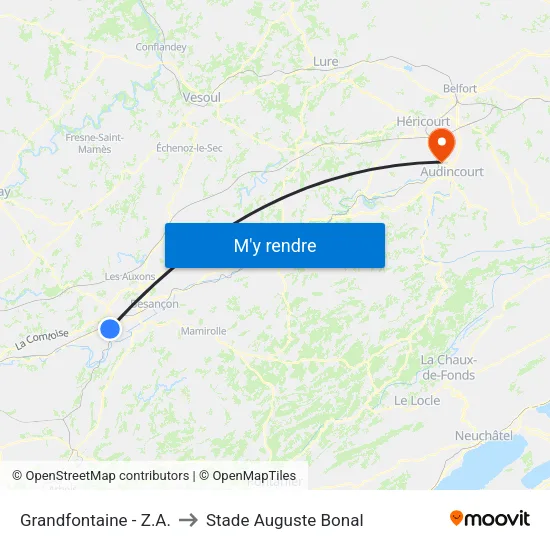 Grandfontaine - Z.A. to Stade Auguste Bonal map