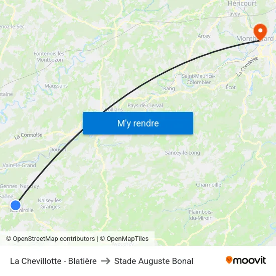 La Chevillotte - Blatière to Stade Auguste Bonal map