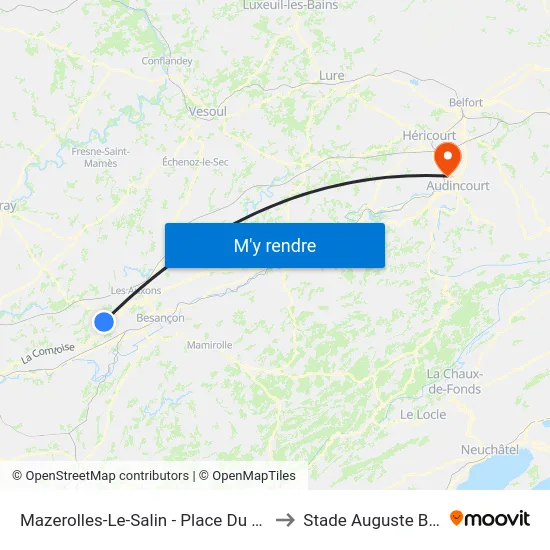 Mazerolles-Le-Salin - Place Du Village to Stade Auguste Bonal map