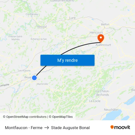 Montfaucon - Ferme to Stade Auguste Bonal map