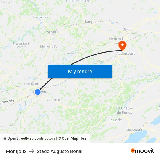 Montjoux to Stade Auguste Bonal map