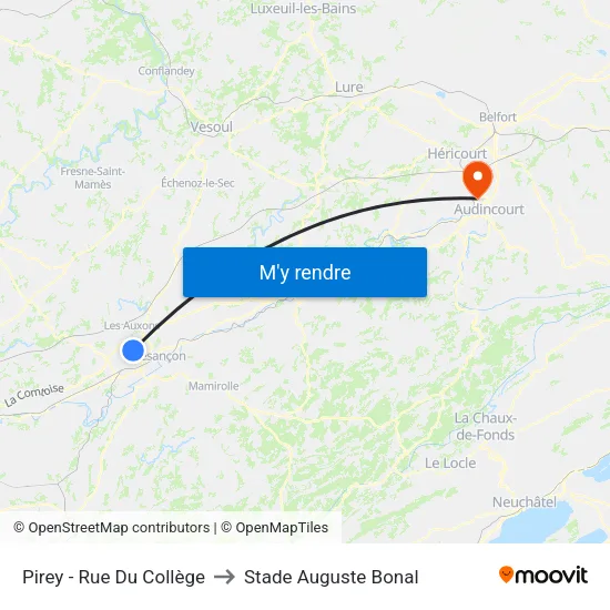 Pirey - Rue Du Collège to Stade Auguste Bonal map