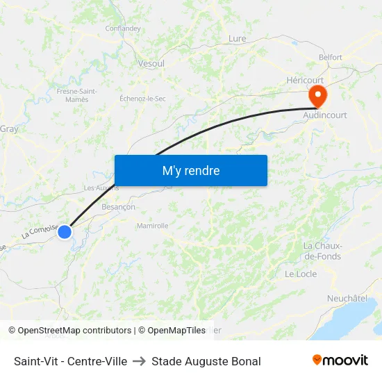 Saint-Vit - Centre-Ville to Stade Auguste Bonal map