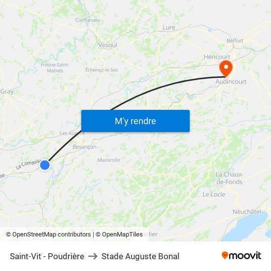 Saint-Vit - Poudrière to Stade Auguste Bonal map