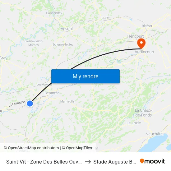 Saint-Vit - Zone Des Belles Ouvrières to Stade Auguste Bonal map