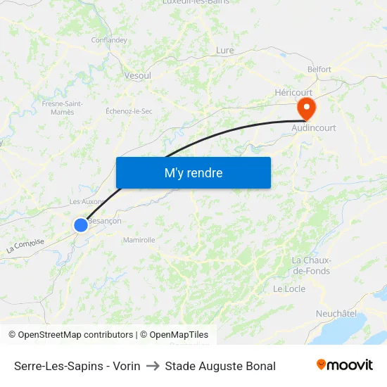 Serre-Les-Sapins - Vorin to Stade Auguste Bonal map