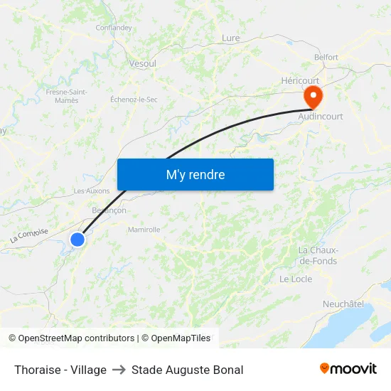 Thoraise - Village to Stade Auguste Bonal map