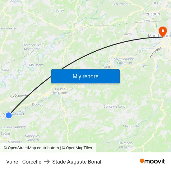 Vaire - Corcelle to Stade Auguste Bonal map