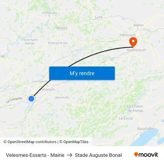 Velesmes-Essarts - Mairie to Stade Auguste Bonal map