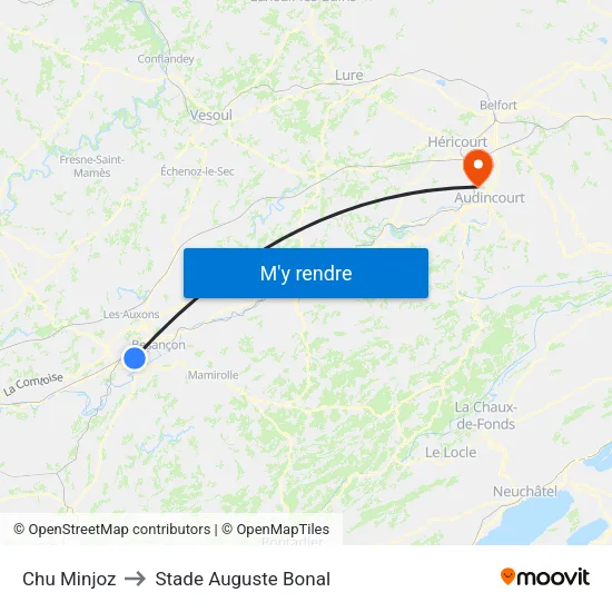 Chu Minjoz to Stade Auguste Bonal map